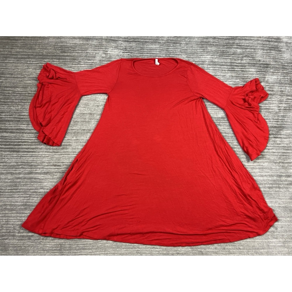 Bellamie Dress‎ Womens Small Red 3/4 Sleeve Mini Bell 3/4 Sleeve Casual